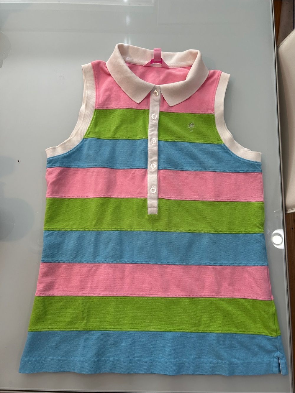 Lilly Pulitzer preppy Sleeveless Polo - Pink, Blue & Green Stripes